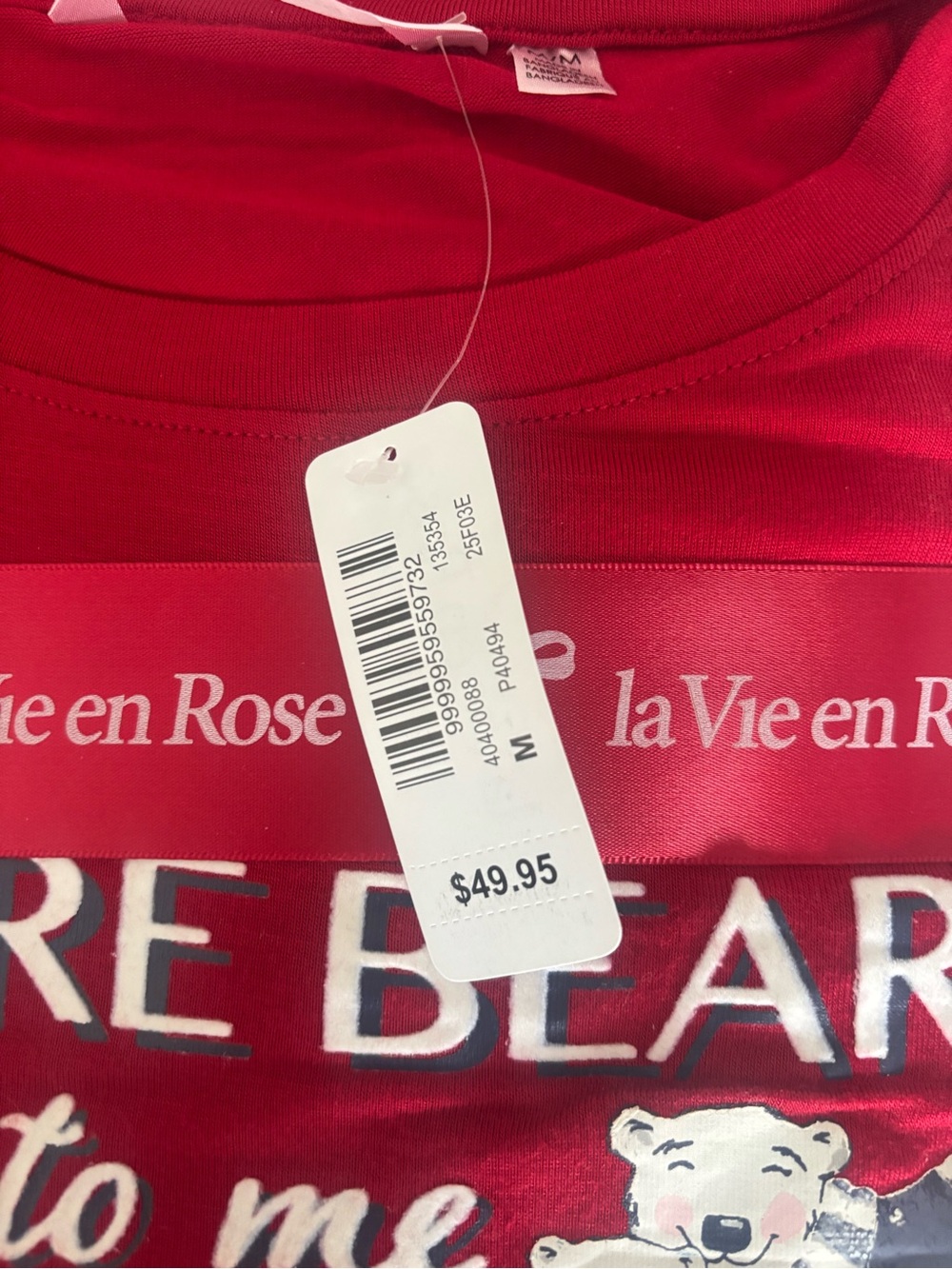La Vie En Rose red pajamas with polar bear graphic - Picture 2 of 3